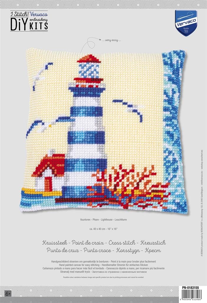 Broderipakning - stramaj pude - Fyrtrn med mger