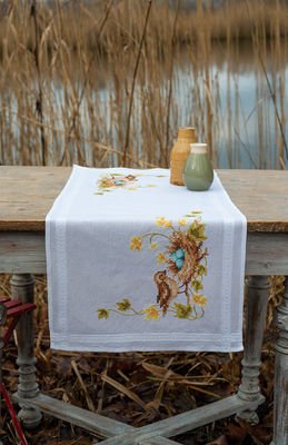 Broderi pakning - bordlber - Lille fugl i rede