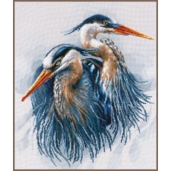 Broderipakning - Store bl hejrer - Secret Stitch Along 2020/1