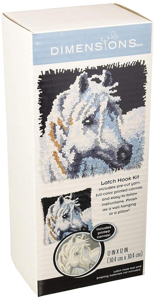 Broderipakning - Rya pude / vgophng - Hvid hest