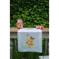 Broderi pakning - bordlber / ptegnet / Orange blomster og sommerfugle