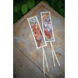 Broderipakning - bogmrker - Ugler 2 stk.