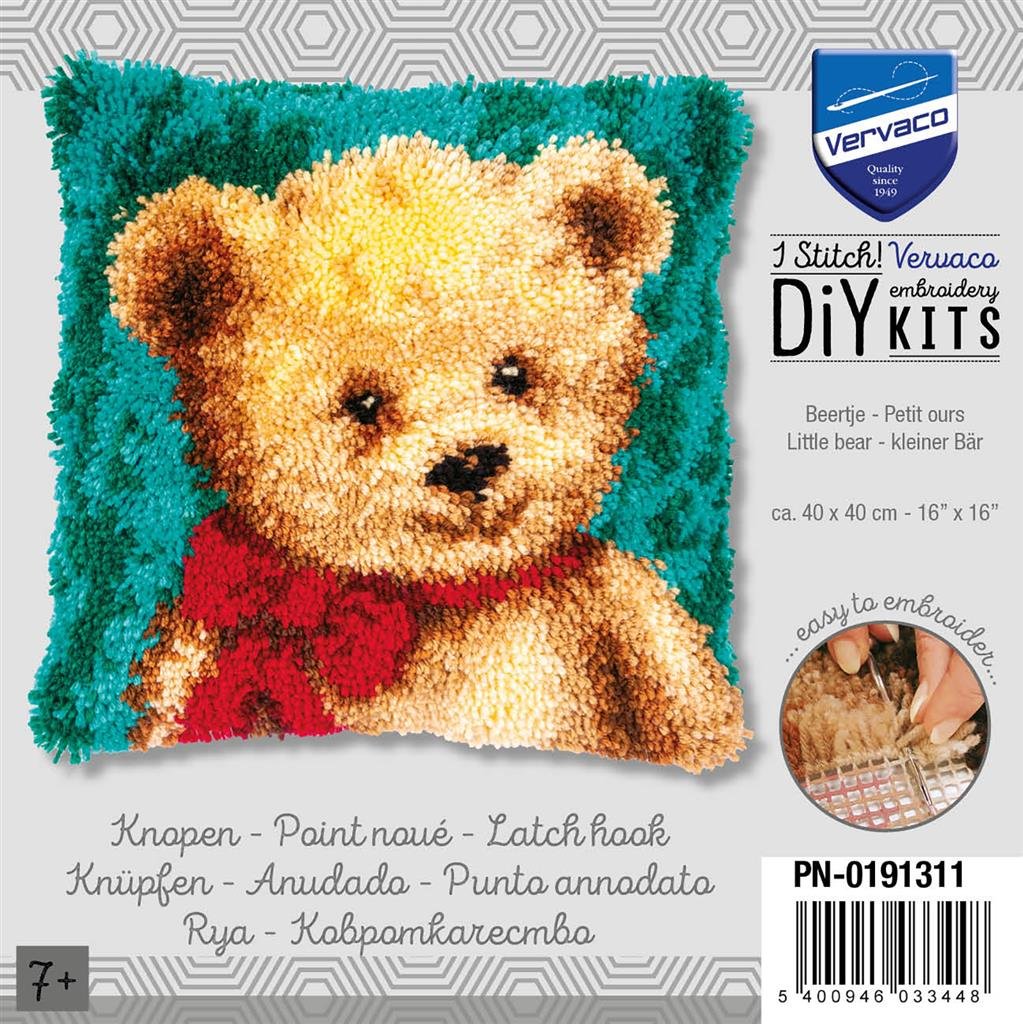 Broderipakning - Rya pude - Bamse