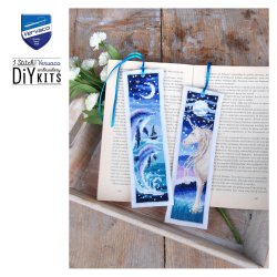 Broderipakning - bogmrke - Delfin og Enhjrning i mneskin