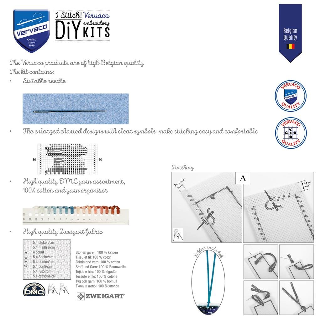 Broderipakning - bogmrke - Delfin og Enhjrning i mneskin