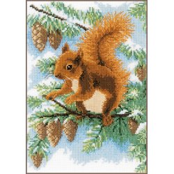 Broderipakning - Billede - Egern i fyrretr