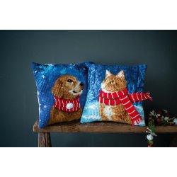 Broderipakning - pude - Kat med trklde