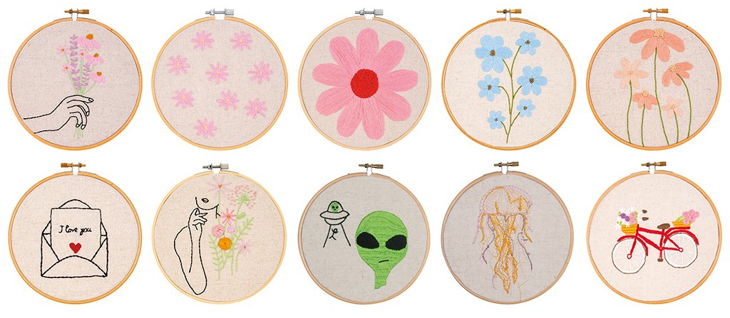 Starter kit med garn, nle, saks, tush, stof, syringe og gratis mnstre