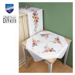 Broderipakning - Ptrykt dug - Tropiske blomster