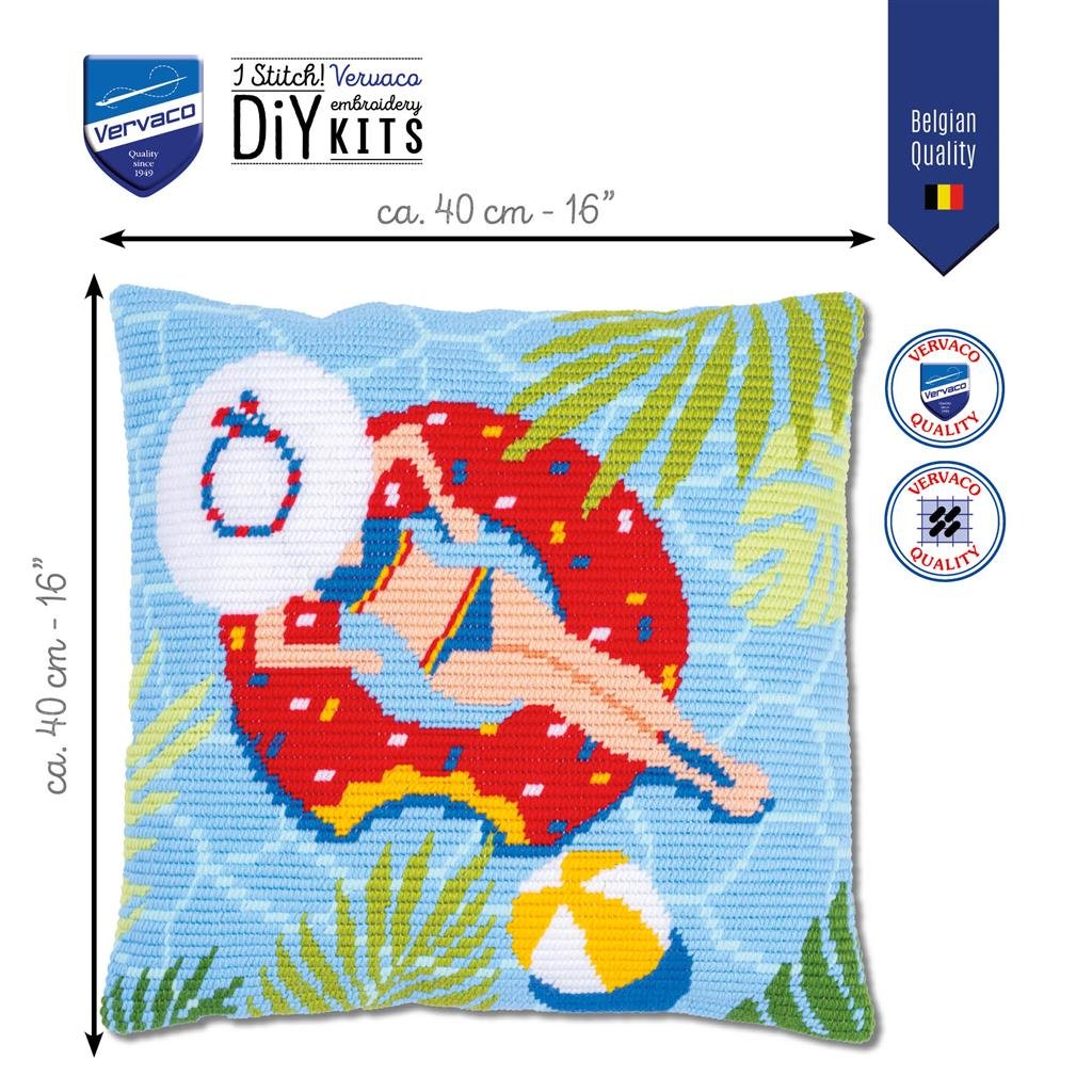 Broderipakning - Pude - Svimmingpool