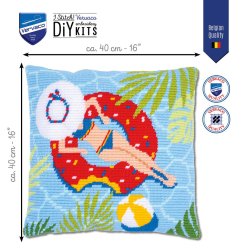 Broderipakning - Pude - Svimmingpool