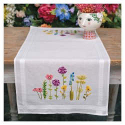 Broderipakning - Ptrykt dug - Forrsblomster