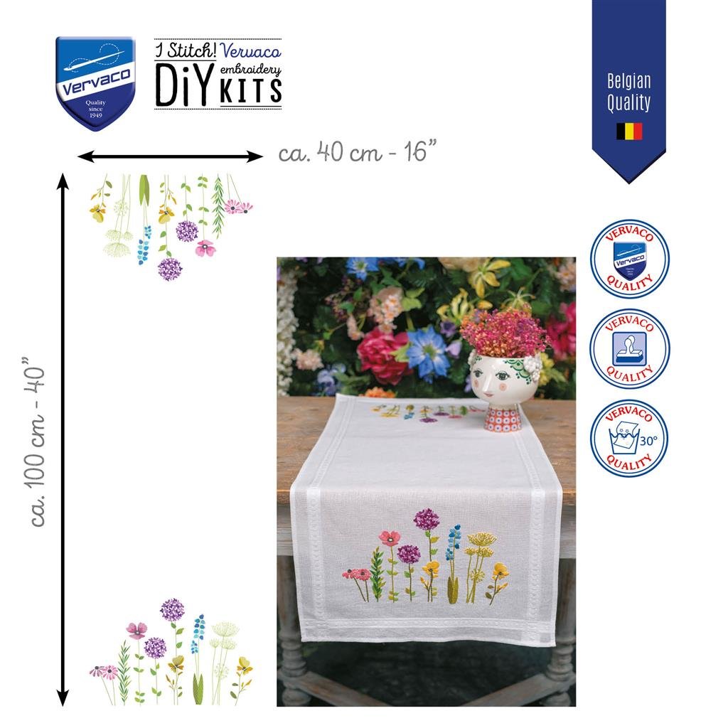 Broderipakning - Ptrykt dug - Forrsblomster