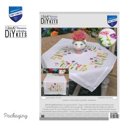 Broderipakning - Ptrykt dug - Forrsblomster