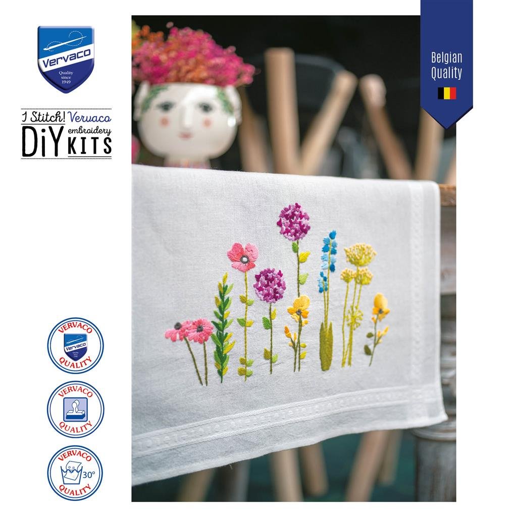 Broderipakning - Ptrykt dug - Forrsblomster