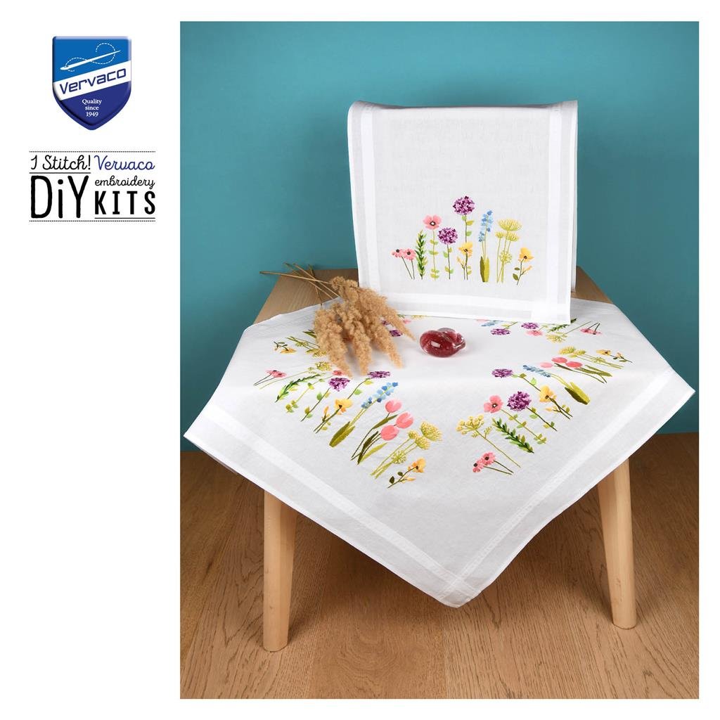 Broderipakning - Ptrykt dug - Forrsblomster