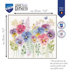 Broderipakning - vgbillede - Stemorblomster i flor