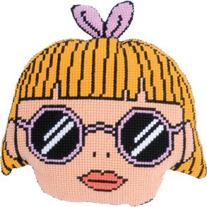 Broderipakning - pude - Sjov hoved-pude...