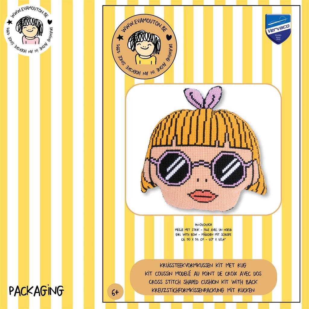 Broderipakning - pude - Sjov hoved-pude...