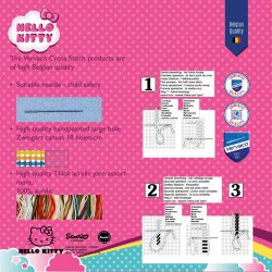 Broderipakning - pude - Hello Kitty i gr�n og bl� dots