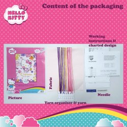 Broderipakning - dbsminde - Hello Kitty i lyserde blomster