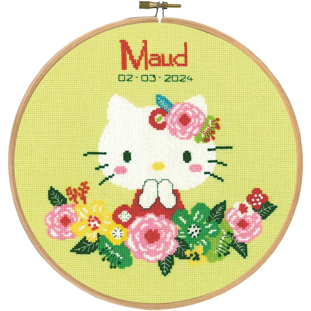 Broderipakning - dbsminde - Hello Kitty - Maud Grnne blomster
