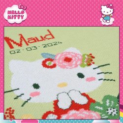 Broderipakning - dbsminde - Hello Kitty - Maud Grnne blomster