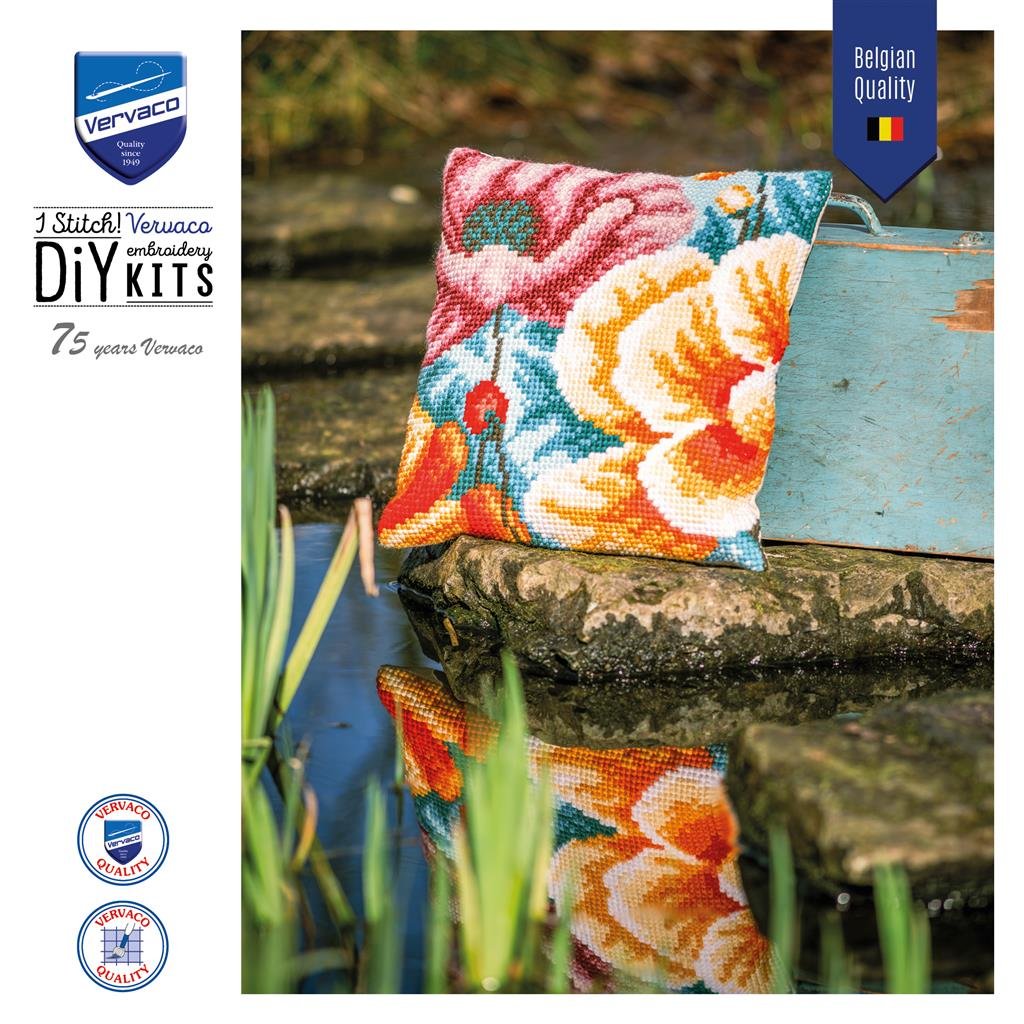 Broderipakning - Pude - Store valmuer