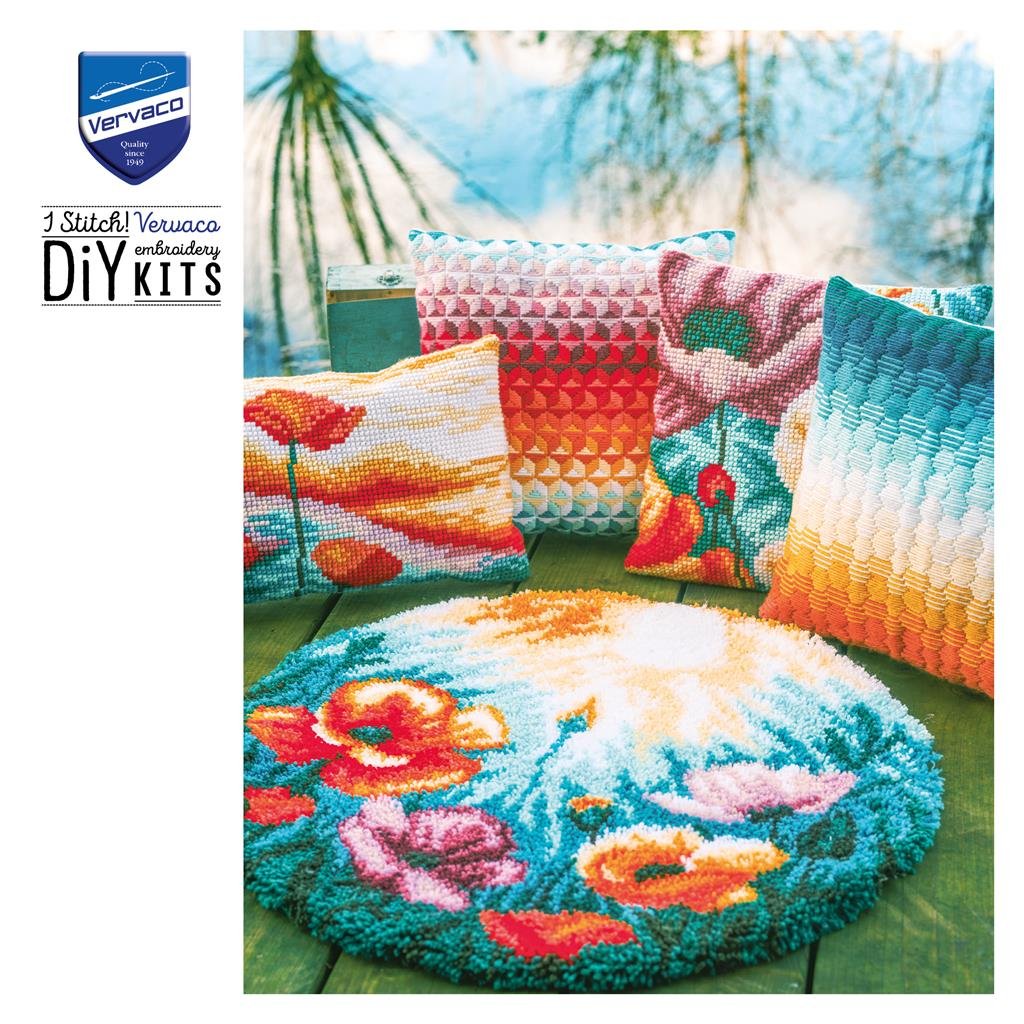 Broderipakning - Pude - Store valmuer