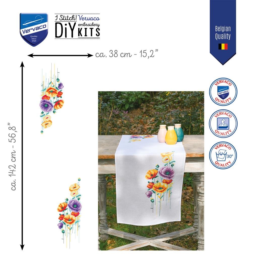 Broderipakning - lber ptrykt - Farverige valmuer