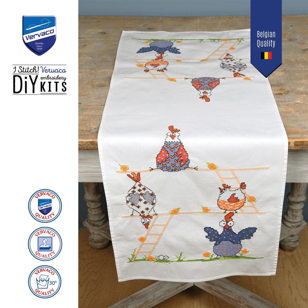 Broderipakning - dug l�ber - Crazy chickens