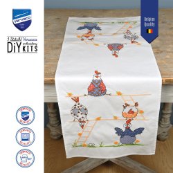 Broderipakning - dug l�ber - Crazy chickens