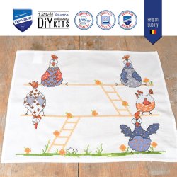 Broderipakning - D�kserviet 2 stk - Crazy Chickens