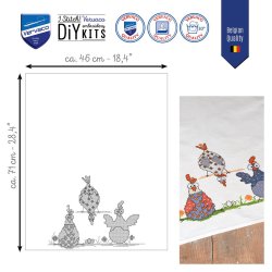 Broderipakning - Viskestykke - Crazy Chickens