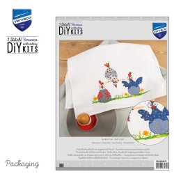 Broderipakning - Viskestykke - Crazy Chickens