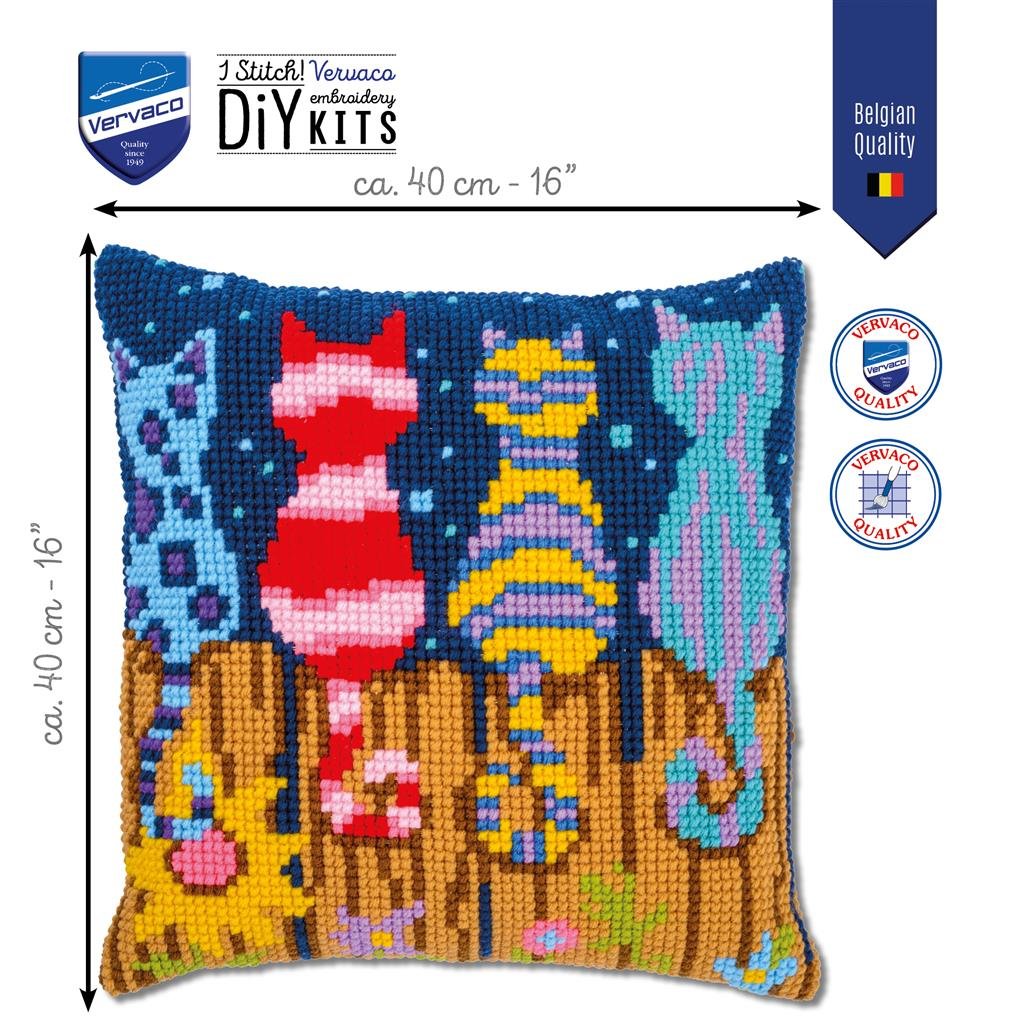 Broderipakning - pude - Katte p� hegn