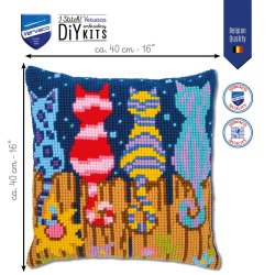 Broderipakning - pude - Katte p� hegn