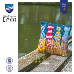 Broderipakning - pude - Katte p� hegn