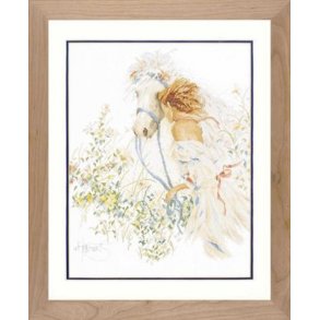 Broderipakning - Pige med sin hest