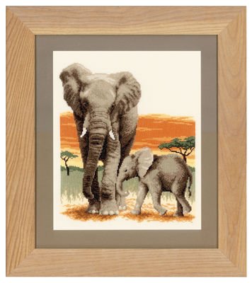 Broderipakning - Elefant med unge