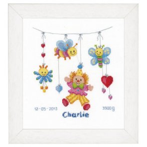 Broderi - Fdselsminde med klovn