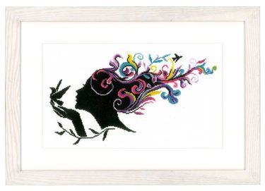 Broderi - Pige med blomsterhr