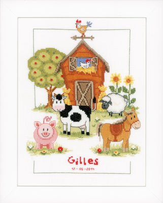 Broderipakning - Bondegrd med dyr